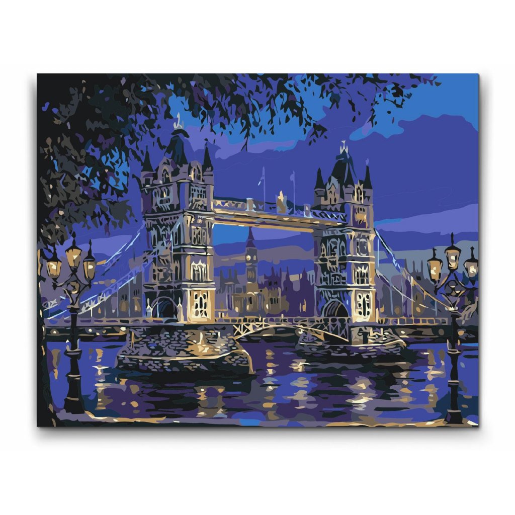 Kväll på Tower Bridge - måla efter nummer - med dubbelfärg och fri frakt - paint by number