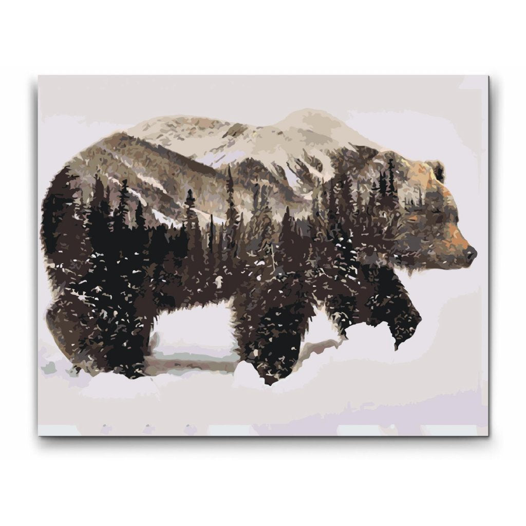 Bear in winter wonderland- Dubbelfärg, ram och fri frakt - paint by numbers