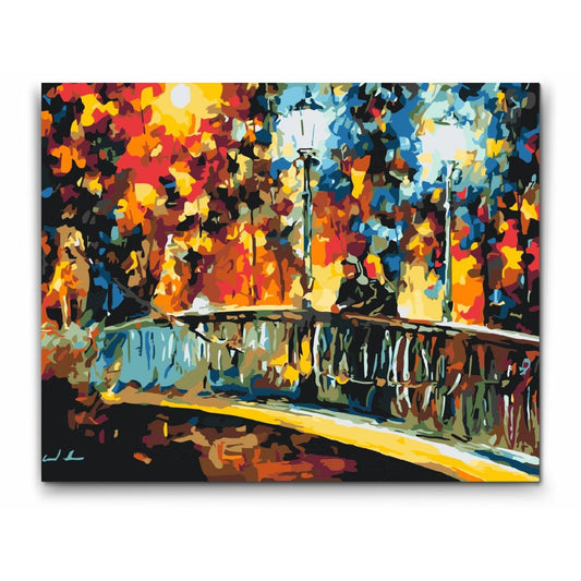 DATE ON THE BRIDGE - Leonid Afremov - med dubbelfärg, ram och fri frakt paint by number