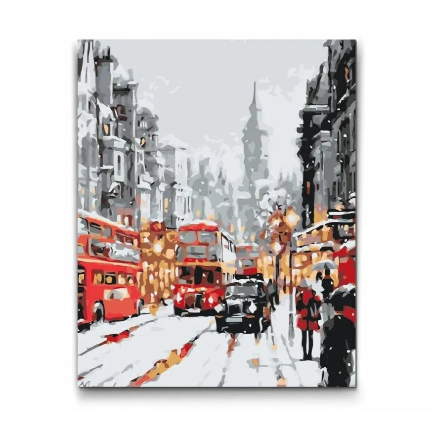 London i snö - med dubbelfärg och fri frakt -  paint by number