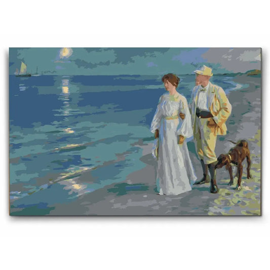 SUMMER EVENING AT SKAGEN BEACH av Peder Severing Krøyer - med dubbelfärg och fri frakt - paint by number